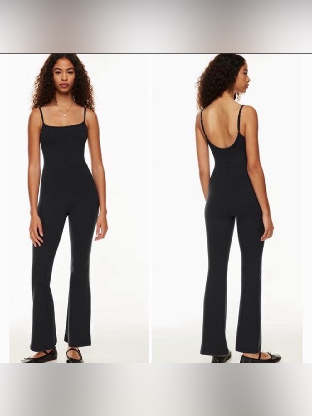 Aritzia Wilfred Free Freestyle Flare Jumpsuit Black Adjustable Straps - Picture 4 of 14